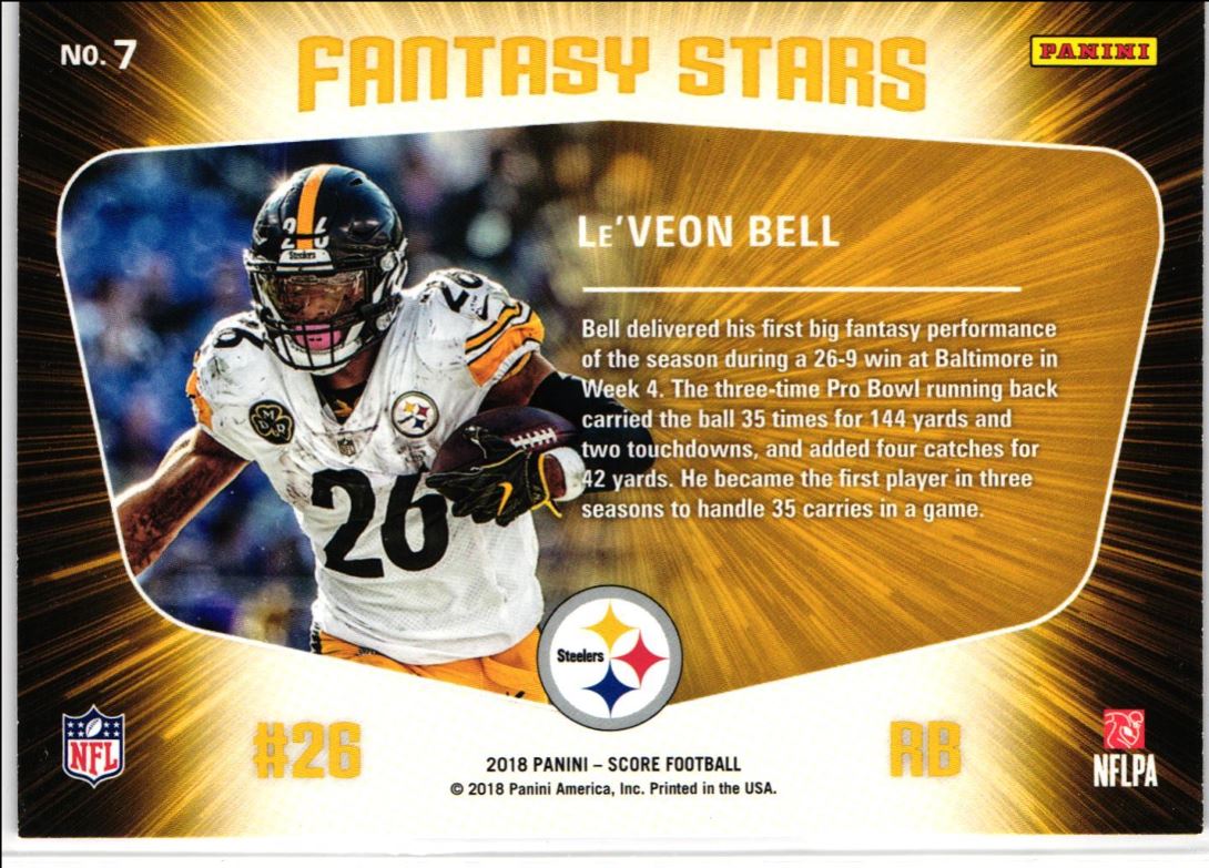 2018 Score Fantasy Stars Le'Veon Bell