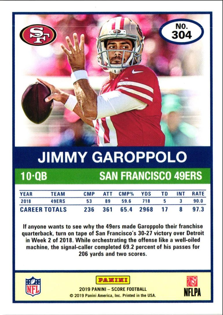 2019 Score Jimmy Garoppolo