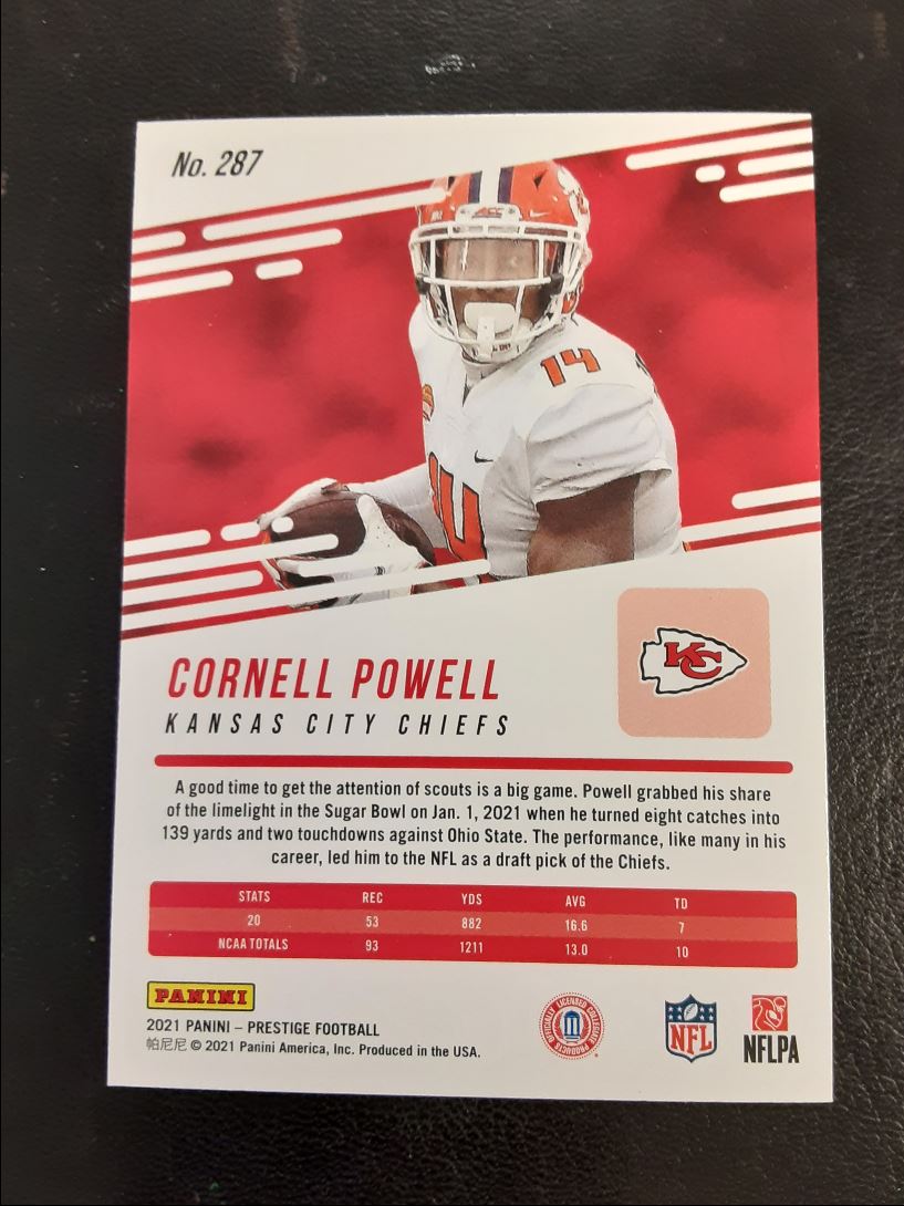 2021 Panini Prestige Xtra Points Astral Cornell Powell