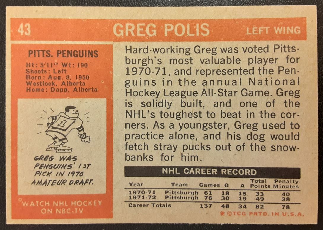 1972 Topps Greg Polis