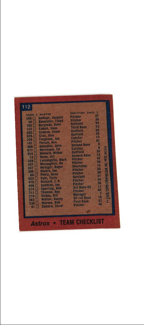 1978 Topps Houston Astros