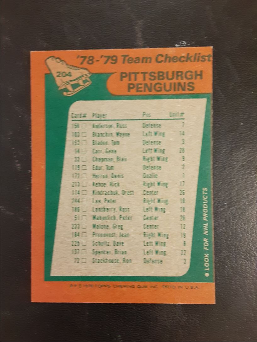 1978 Topps Pittsburgh Penguins