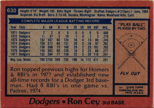 1978 Topps Ron Cey