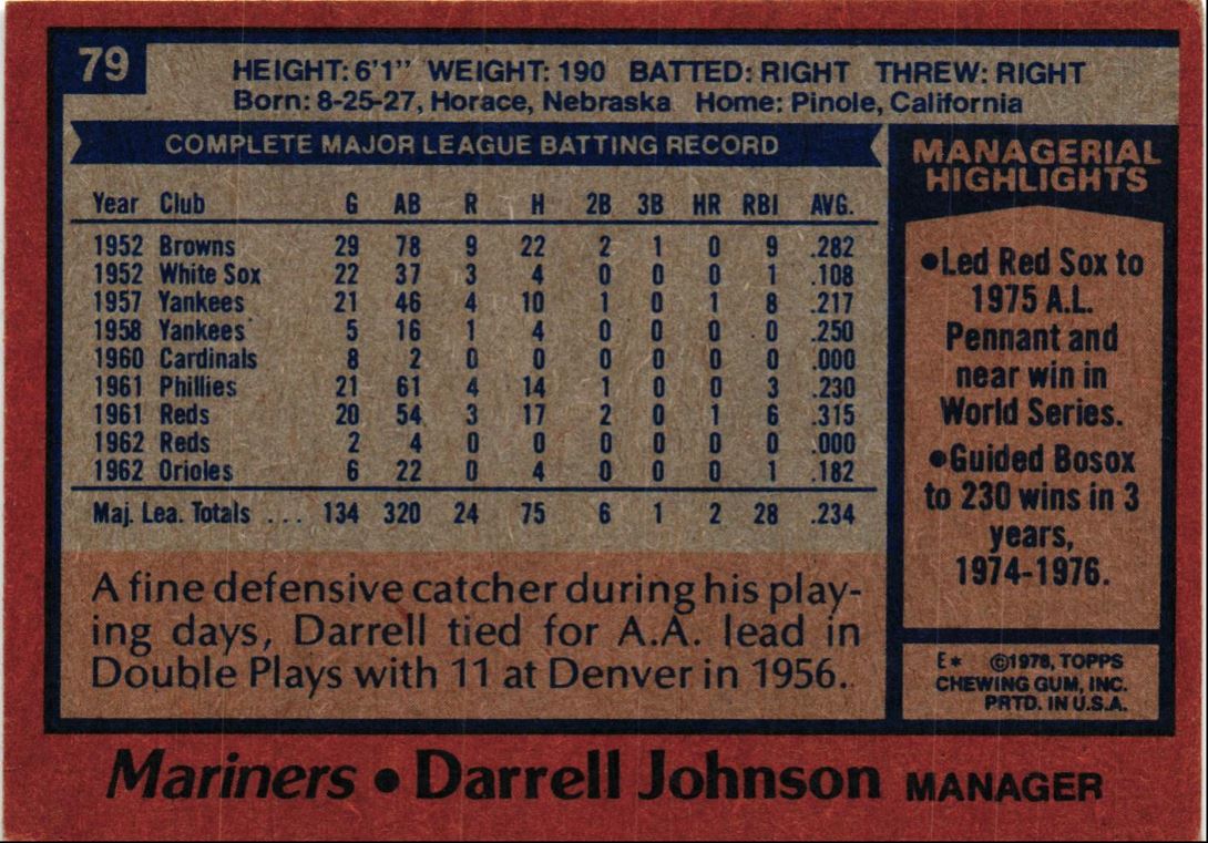 1978 Topps Darrell Johnson