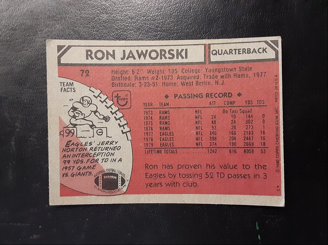 1980 Topps Ron Jaworski