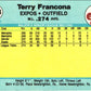 1982 Fleer Terry Francona