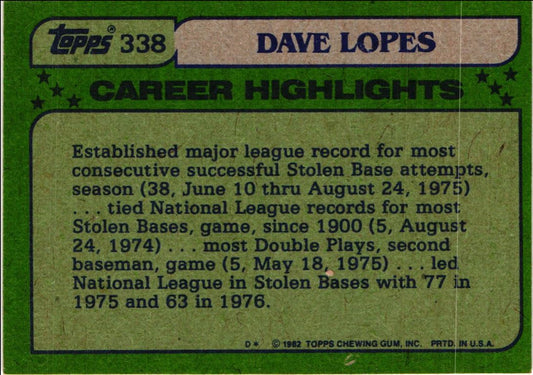 1982 O-Pee-Chee Dave Lopes