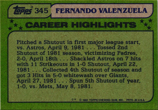 1982 O-Pee-Chee Fernando Valenzuela