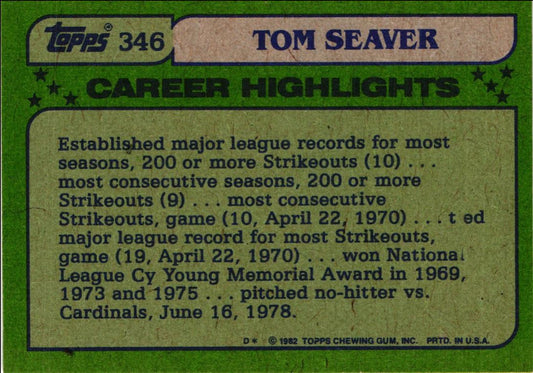 1982 O-Pee-Chee Tom Seaver