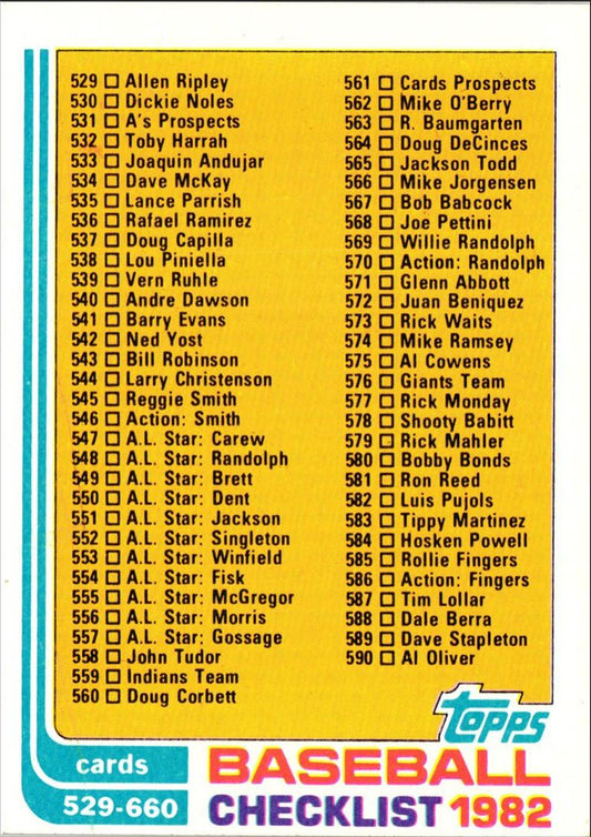 1982 O-Pee-Chee Checklist 265-396