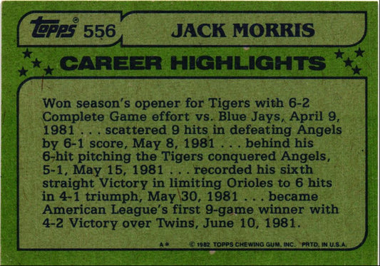 1982 O-Pee-Chee Jack Morris