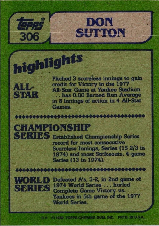 1982 Topps Don Sutton