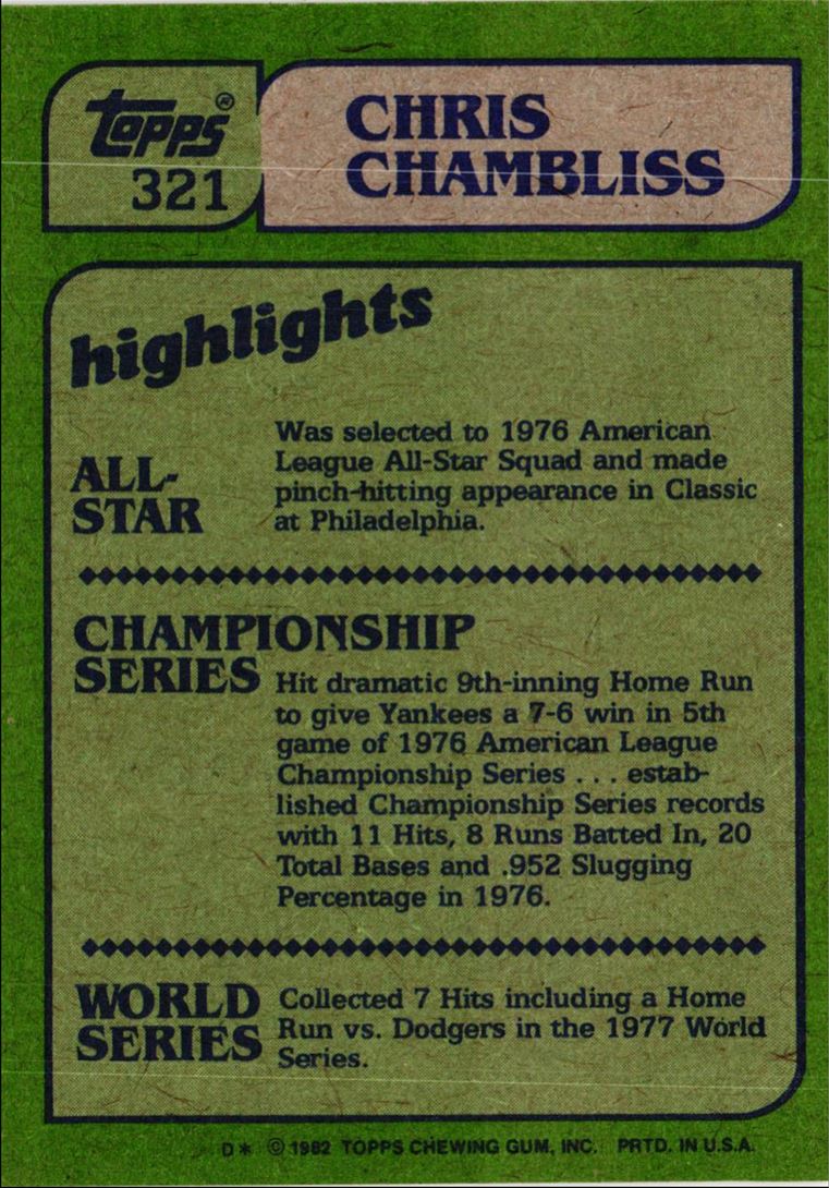 1982 Topps Chris Chambliss