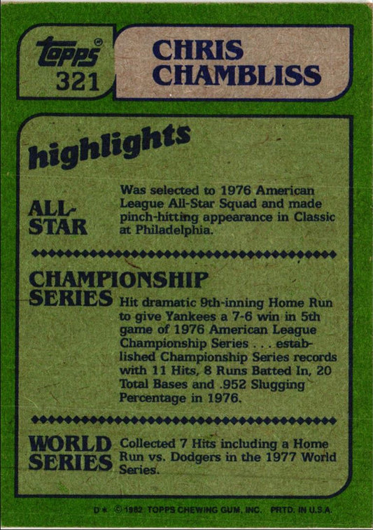 1982 Topps Chris Chambliss