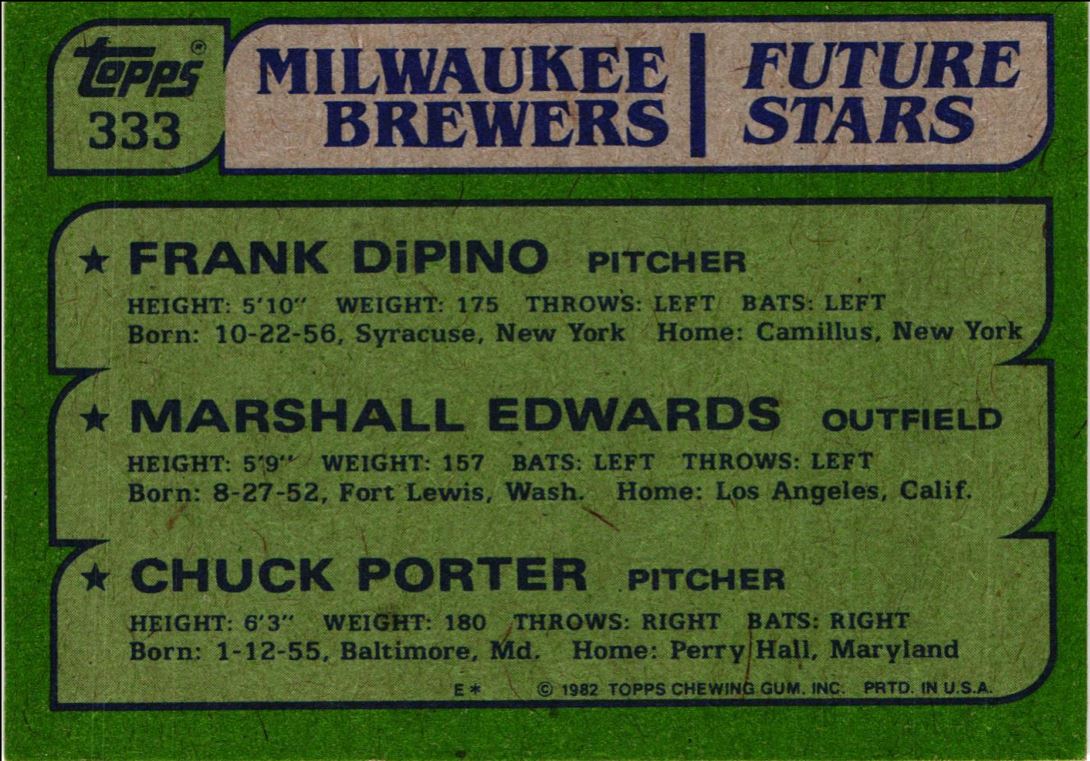 1982 Topps Brewers Future Stars - Frank DiPino/Marshall Edwards/Chuck Porter