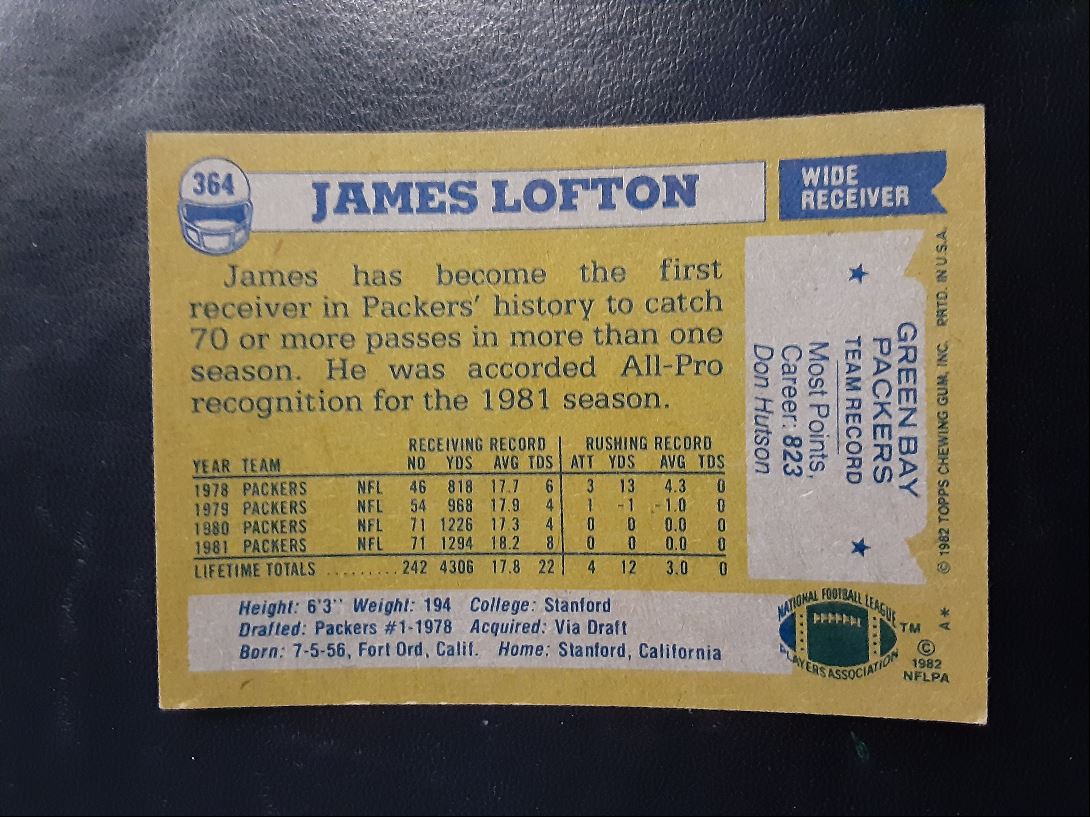 1982 Topps James Lofton