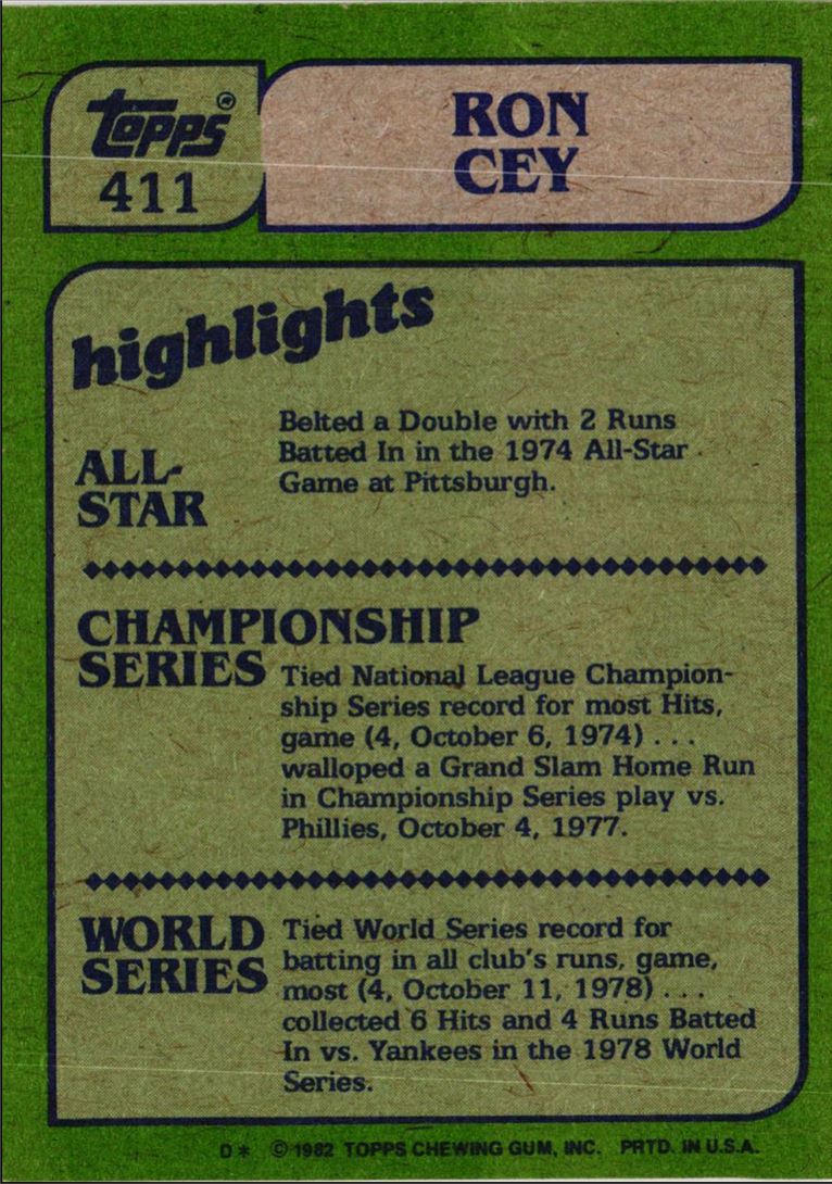 1982 Topps Ron Cey