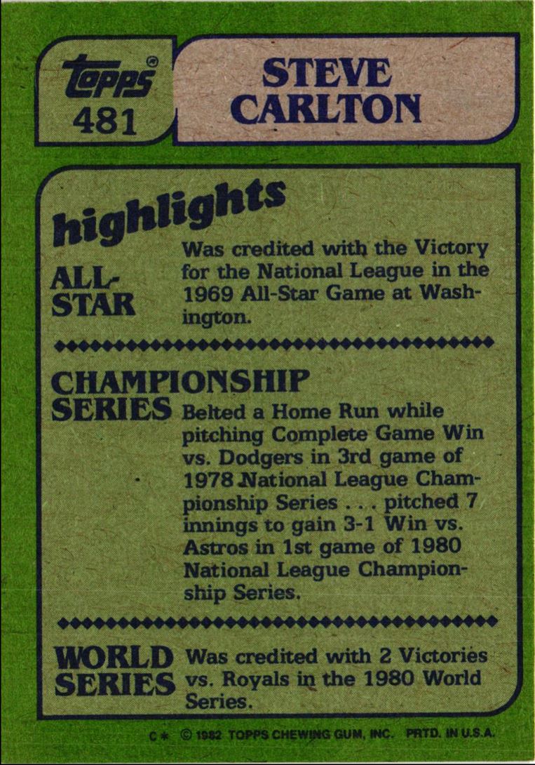 1982 Topps Steve Carlton