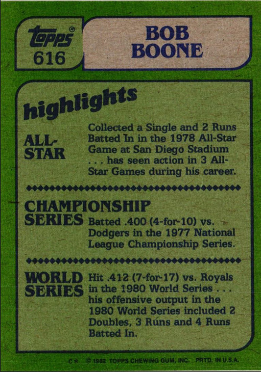 1982 Topps Bob Boone