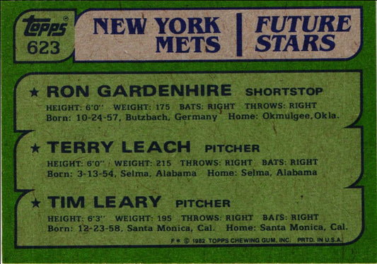 1982 Topps Mets Future Stars - Ron Gardenhire/Terry Leach/Tim Leary