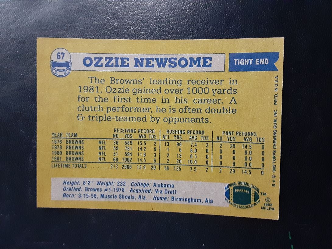 1982 Topps Ozzie Newsome