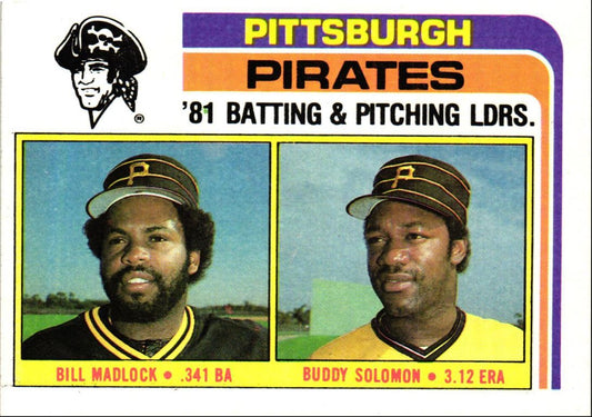 1982 Topps Pirates Team Leaders - Bill Madlock/Buddy Solomon