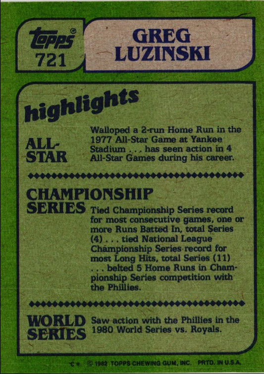 1982 Topps Greg Luzinski