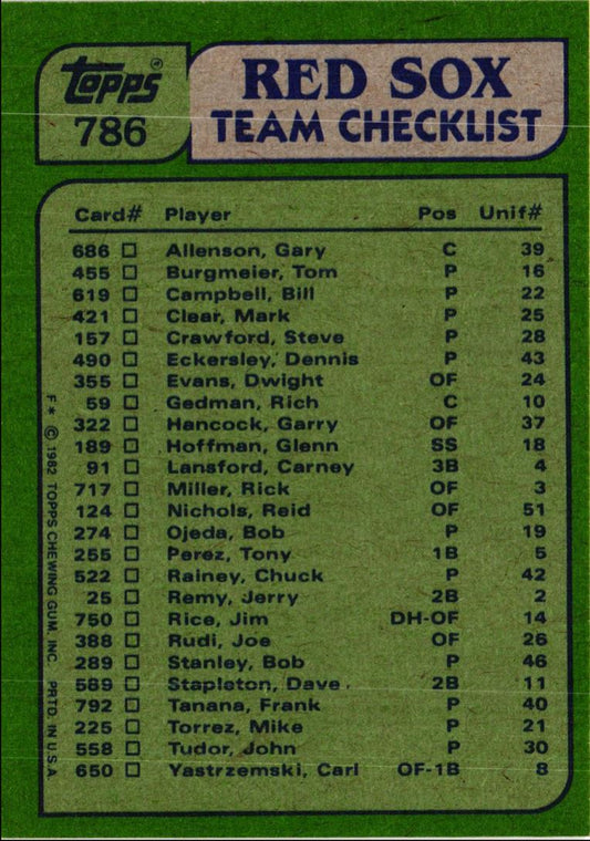 1982 Topps Red Sox Team Leaders - Carney Lansford/Mike Torrez