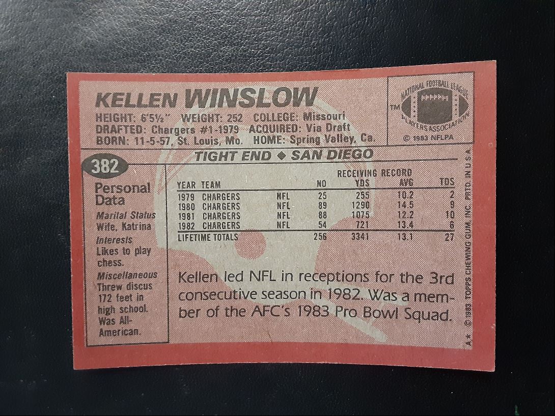 1983 Topps Kellen Winslow