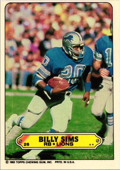 1983 Topps Stickers Billy Sims