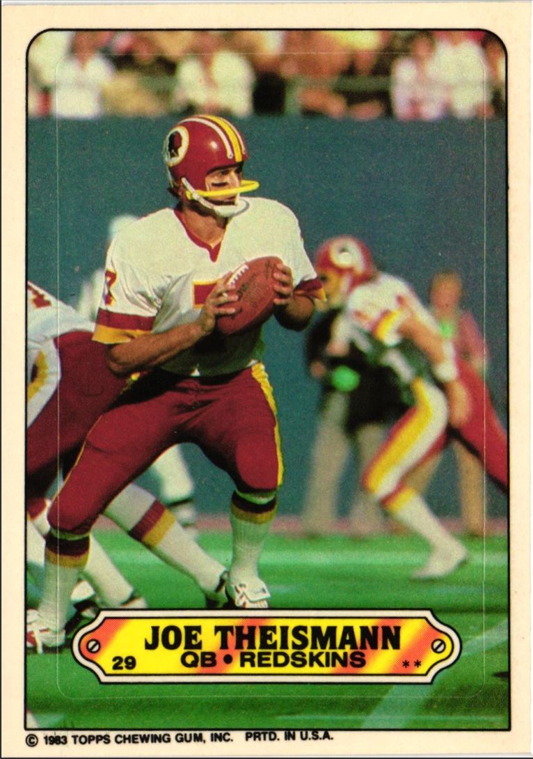 1983 Topps Stickers Joe Theismann