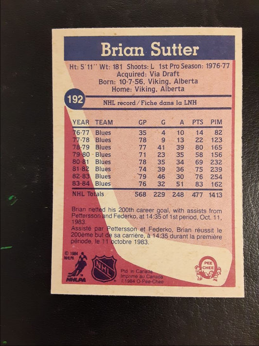 1984 O-Pee-Chee Brian Sutter