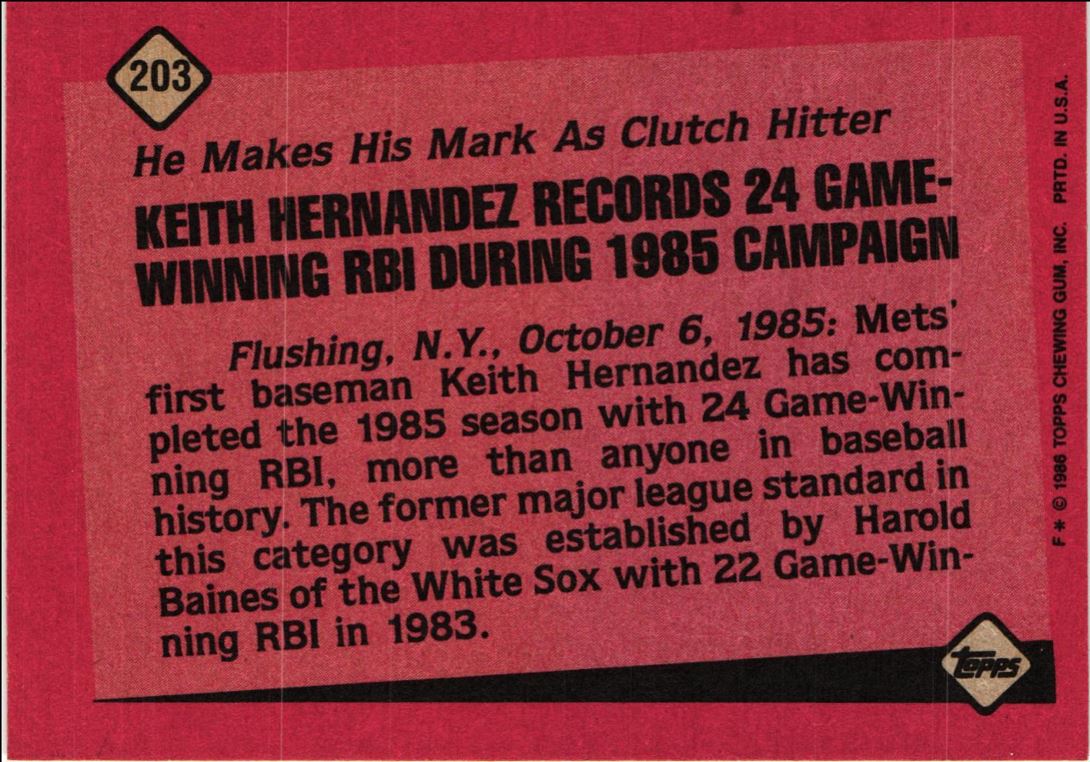 1986 Topps Keith Hernandez