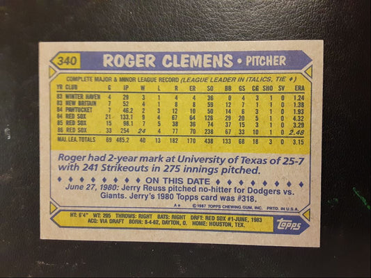 1987 Topps Roger Clemens