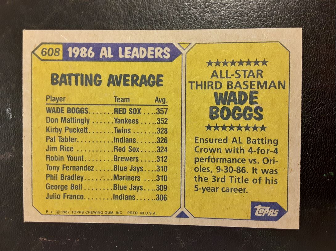 1987 Topps Wade Boggs