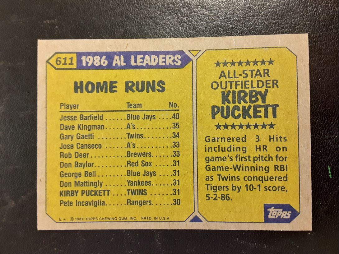 1987 Topps Kirby Puckett