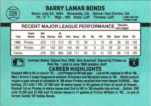 1988 Donruss Barry Bonds