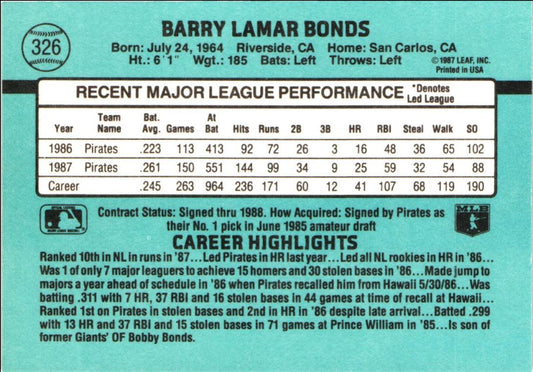 1988 Donruss Barry Bonds