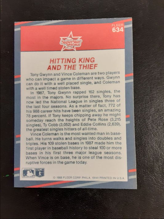 1988 Fleer Tony Gwynn/Vince Coleman