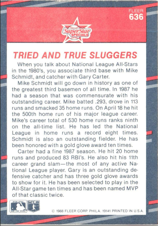 1988 Fleer Tried and True Sluggers (Mike Schmidt/Gary Carter)