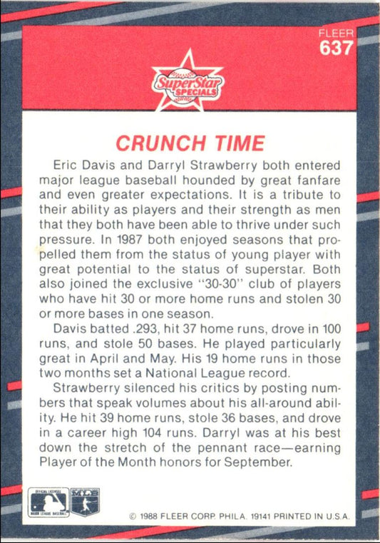 1988 Fleer Crunch Time (Darryl Strawberry/Eric Davis)