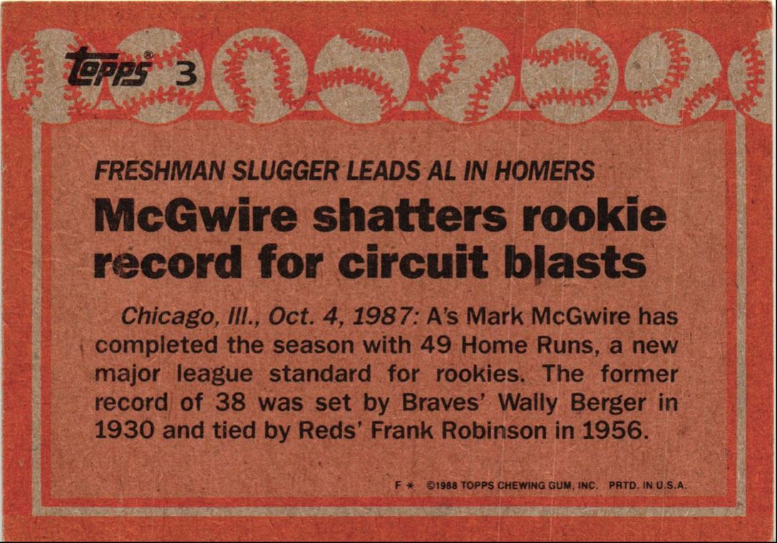 1988 Topps Mark McGwire