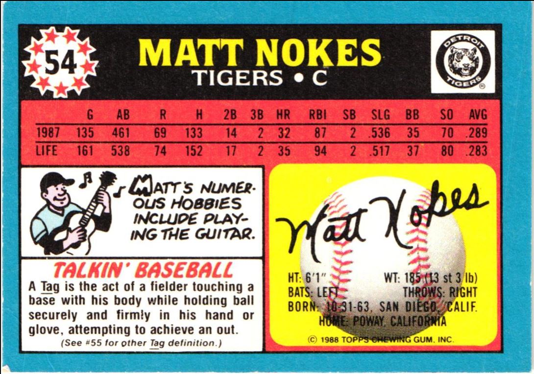 1988 Topps UK Minis Matt Nokes