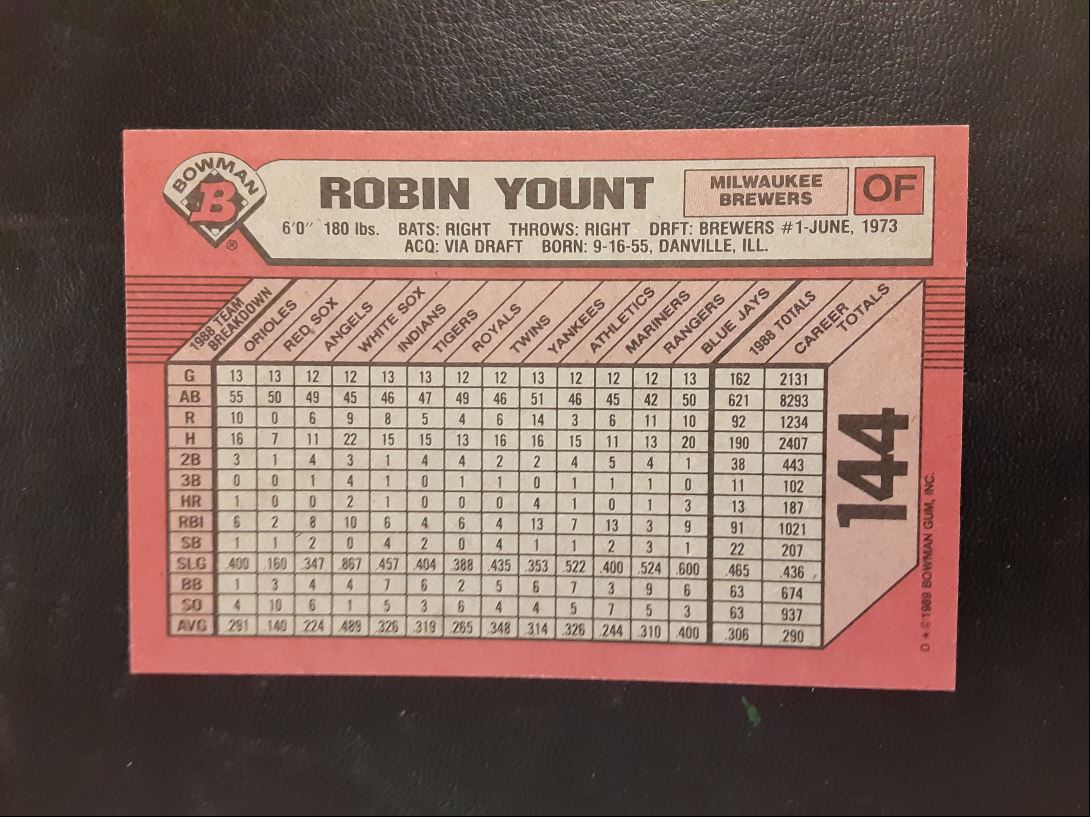 1989 Bowman Robin Yount