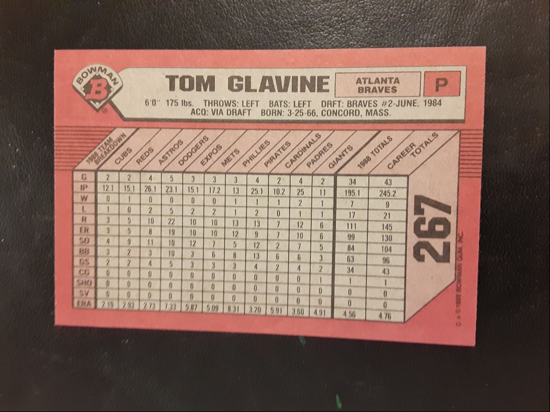 1989 Bowman Tom Glavine