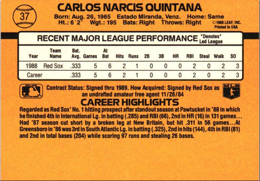 1989 Donruss Carlos Quintana