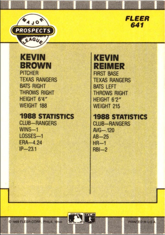 1989 Fleer Kevin Brown/Kevin Reimer