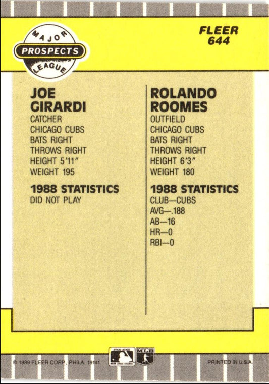 1989 Fleer Joe Girardi/Rolando Roomes