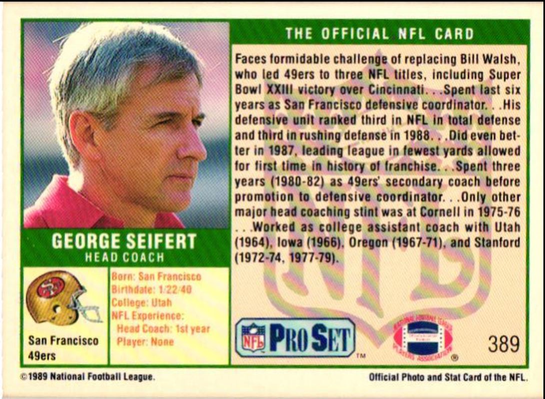 1989 Pro Set George Seifert