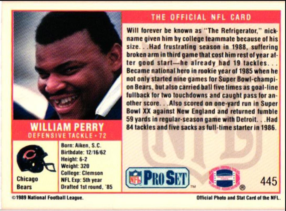 1989 Pro Set William Perry